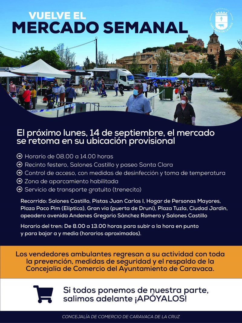 El Mercado Semanal de Caravaca retoma su actividad en su ubicación provisional